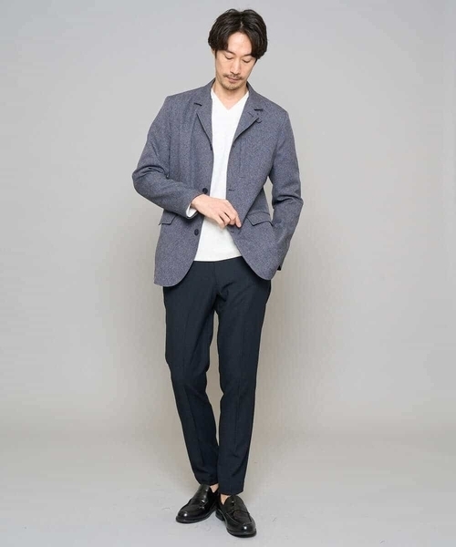 a.v.v（アーヴェヴェ）の「【スマート/イージーケア/洗濯機で洗える/毛玉になりにくい】アゼダブルフェイスVネックスマートTシャツ（Tシャツ/カットソー・メンズ・ネイビー/ホワイト/ライトグレー・46/48/50）」の13枚目の写真