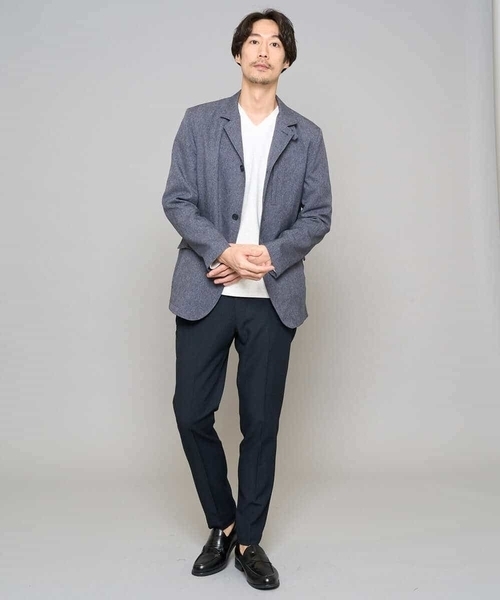 a.v.v（アーヴェヴェ）の「【スマート/イージーケア/洗濯機で洗える/毛玉になりにくい】アゼダブルフェイスVネックスマートTシャツ（Tシャツ/カットソー・メンズ・ネイビー/ホワイト/ライトグレー・46/48/50）」の14枚目の写真