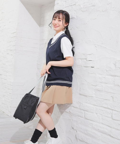 Honeys(ハニーズ)の「麻混スクールベスト(ベスト・キッズ・ネイビー/ベージュ/アイボリー/杢グレー・150cm/L/LL/M/S)」の8枚目の写真