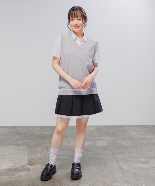 Honeys(ハニーズ)の「麻混スクールベスト(ベスト・キッズ・ネイビー/ベージュ/アイボリー/杢グレー・150cm/L/LL/M/S)」の10枚目の写真