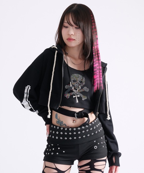 dollslutz(ドルズラッツ)の「【dollslutz】crystal skull cropped ensemble / 【ドルズラッツ】クリスタルスカルクロップドキャミアンサンブル(アンサンブル・レディース・グレー/ブラック・FREE)」の14枚目の写真