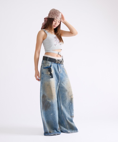dollslutz(ドルズラッツ)の「【dollslutz】crystal skull cropped ensemble / 【ドルズラッツ】クリスタルスカルクロップドキャミアンサンブル(アンサンブル・レディース・グレー/ブラック・FREE)」の6枚目の写真