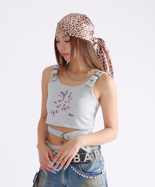 dollslutz(ドルズラッツ)の「【dollslutz】crystal skull cropped ensemble / 【ドルズラッツ】クリスタルスカルクロップドキャミアンサンブル(アンサンブル・レディース・グレー/ブラック・FREE)」の4枚目の写真