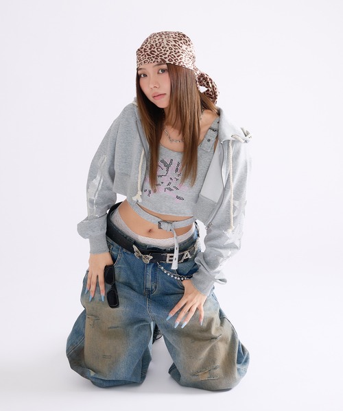 dollslutz(ドルズラッツ)の「【dollslutz】crystal skull cropped ensemble / 【ドルズラッツ】クリスタルスカルクロップドキャミアンサンブル(アンサンブル・レディース・グレー/ブラック・FREE)」の9枚目の写真