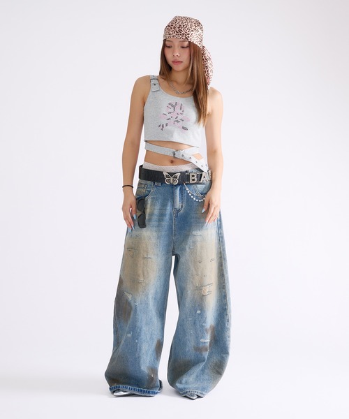 dollslutz(ドルズラッツ)の「【dollslutz】crystal skull cropped ensemble / 【ドルズラッツ】クリスタルスカルクロップドキャミアンサンブル(アンサンブル・レディース・グレー/ブラック・FREE)」の5枚目の写真