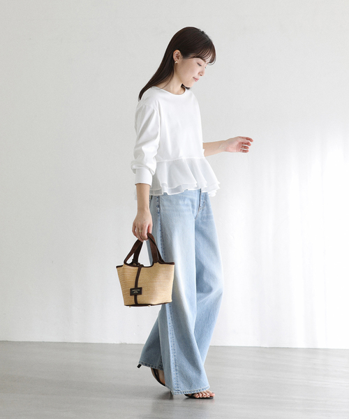 La TOTALITE（ラトータリテ）の「【洗える】アシメペプラムカットソー（Tシャツ/カットソー・レディース・ネイビー/ホワイト・FREE）」の4枚目の写真