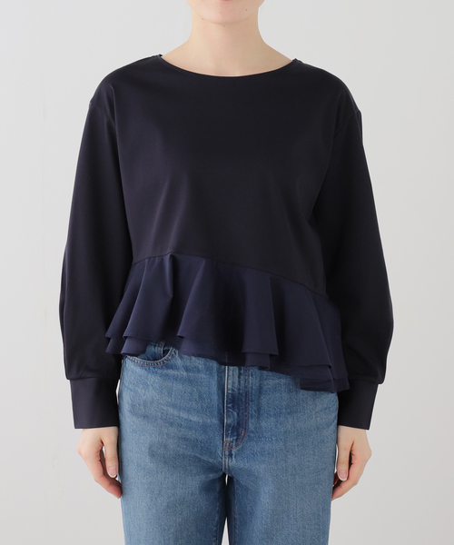 La TOTALITE（ラトータリテ）の「【洗える】アシメペプラムカットソー（Tシャツ/カットソー・レディース・ネイビー/ホワイト・FREE）」の10枚目の写真