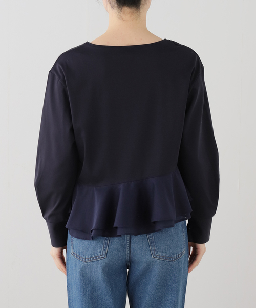 La TOTALITE（ラトータリテ）の「【洗える】アシメペプラムカットソー（Tシャツ/カットソー・レディース・ネイビー/ホワイト・FREE）」の12枚目の写真