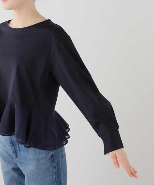 La TOTALITE（ラトータリテ）の「【洗える】アシメペプラムカットソー（Tシャツ/カットソー・レディース・ネイビー/ホワイト・FREE）」の13枚目の写真