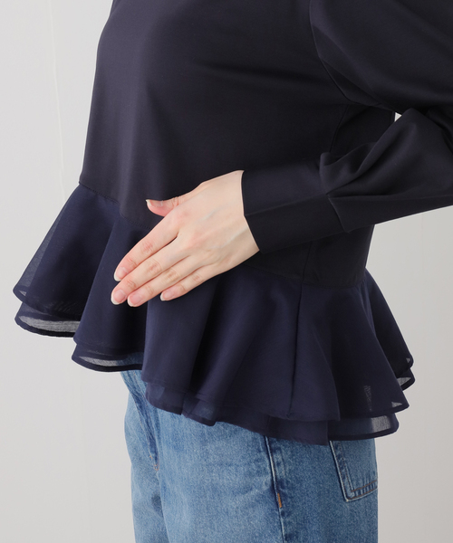 La TOTALITE（ラトータリテ）の「【洗える】アシメペプラムカットソー（Tシャツ/カットソー・レディース・ネイビー/ホワイト・FREE）」の14枚目の写真