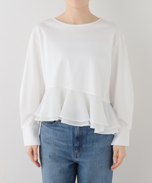 La TOTALITE（ラトータリテ）の「【洗える】アシメペプラムカットソー（Tシャツ/カットソー・レディース・ネイビー/ホワイト・FREE）」の17枚目の写真