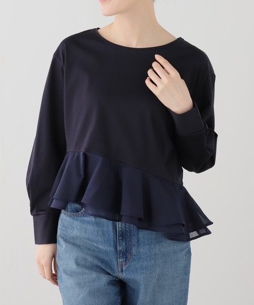 La TOTALITE（ラトータリテ）の「【洗える】アシメペプラムカットソー（Tシャツ/カットソー・レディース・ネイビー/ホワイト・FREE）」の19枚目の写真