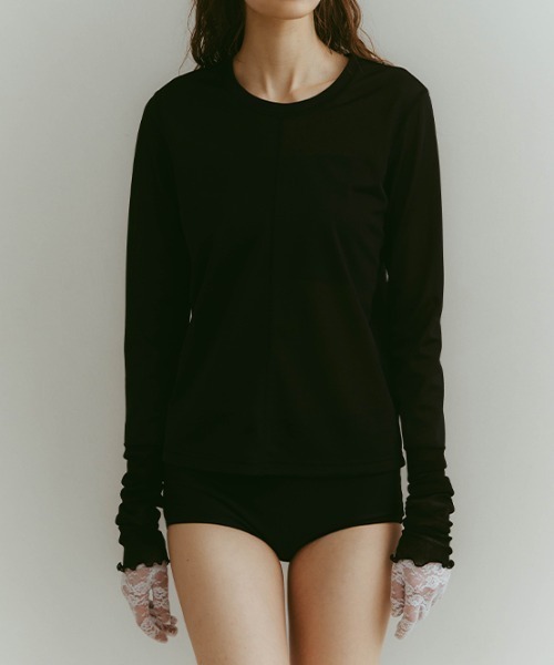 ILANIS(イラニス)の「Quiet Sheer Sleeve Top(Tシャツ/カットソー・レディース・ライトブルー/ブラック/オフホワイト・FREE)」の3枚目の写真