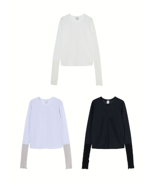 ILANIS(イラニス)の「Quiet Sheer Sleeve Top(Tシャツ/カットソー・レディース・ライトブルー/ブラック/オフホワイト・FREE)」の14枚目の写真