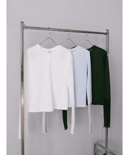 ILANIS(イラニス)の「Quiet Sheer Sleeve Top(Tシャツ/カットソー・レディース・ライトブルー/ブラック/オフホワイト・FREE)」の13枚目の写真
