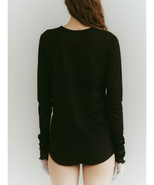 ILANIS(イラニス)の「Quiet Sheer Sleeve Top(Tシャツ/カットソー・レディース・ライトブルー/ブラック/オフホワイト・FREE)」の5枚目の写真