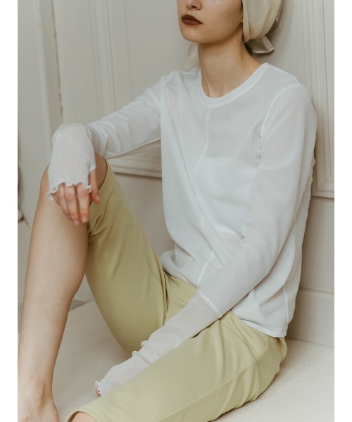 ILANIS(イラニス)の「Quiet Sheer Sleeve Top(Tシャツ/カットソー・レディース・ライトブルー/ブラック/オフホワイト・FREE)」の22枚目の写真