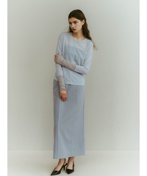 ILANIS(イラニス)の「Quiet Sheer Sleeve Top(Tシャツ/カットソー・レディース・ライトブルー/ブラック/オフホワイト・FREE)」の9枚目の写真