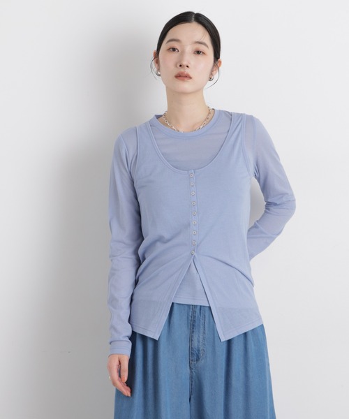 NANO universe(ナノユニバース)の「シアータンク+ロンTレイヤードセット(Tシャツ/カットソー・レディース・ホワイト/ブルー/ブラウン・FREE)」の1枚目の写真