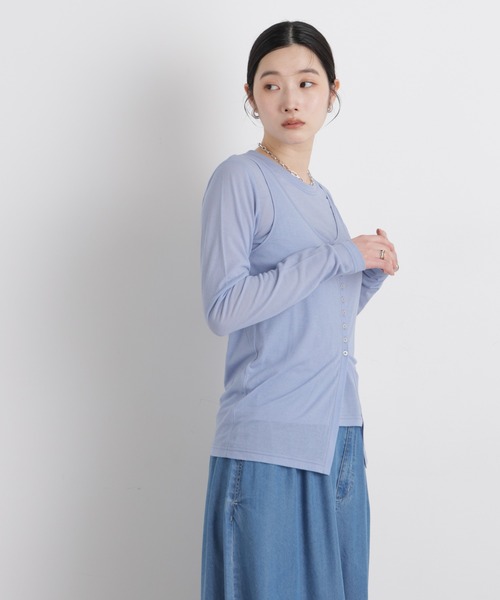 NANO universe(ナノユニバース)の「シアータンク+ロンTレイヤードセット(Tシャツ/カットソー・レディース・ホワイト/ブルー/ブラウン・FREE)」の5枚目の写真
