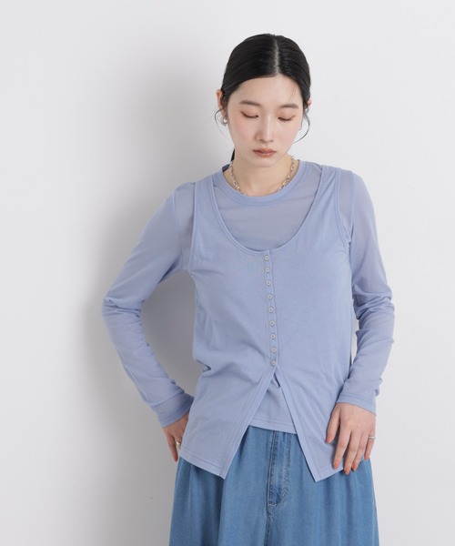 NANO universe(ナノユニバース)の「シアータンク+ロンTレイヤードセット(Tシャツ/カットソー・レディース・ホワイト/ブルー/ブラウン・FREE)」の7枚目の写真