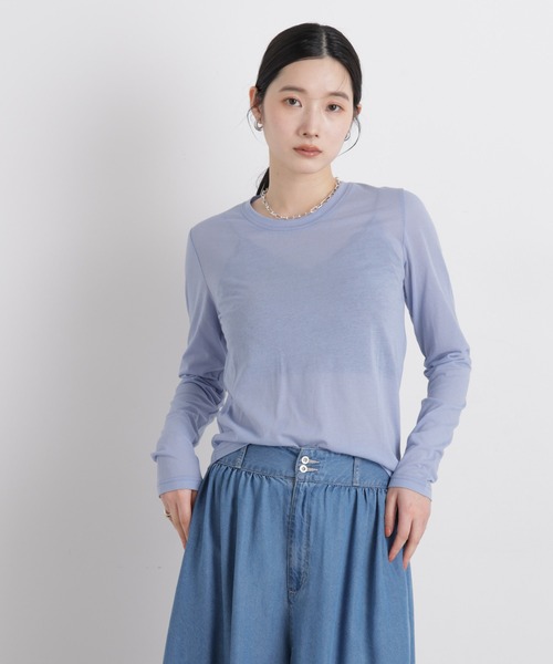 NANO universe(ナノユニバース)の「シアータンク+ロンTレイヤードセット(Tシャツ/カットソー・レディース・ホワイト/ブルー/ブラウン・FREE)」の4枚目の写真
