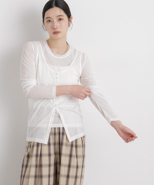 NANO universe(ナノユニバース)の「シアータンク+ロンTレイヤードセット(Tシャツ/カットソー・レディース・ホワイト/ブルー/ブラウン・FREE)」の13枚目の写真