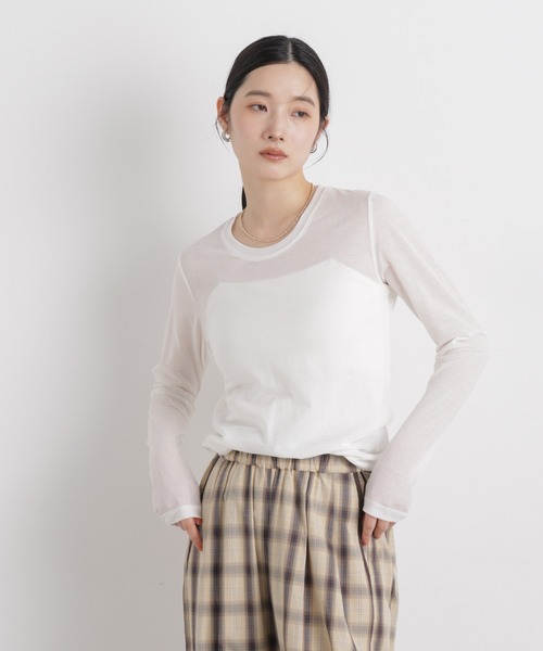 NANO universe(ナノユニバース)の「シアータンク+ロンTレイヤードセット(Tシャツ/カットソー・レディース・ホワイト/ブルー/ブラウン・FREE)」の12枚目の写真