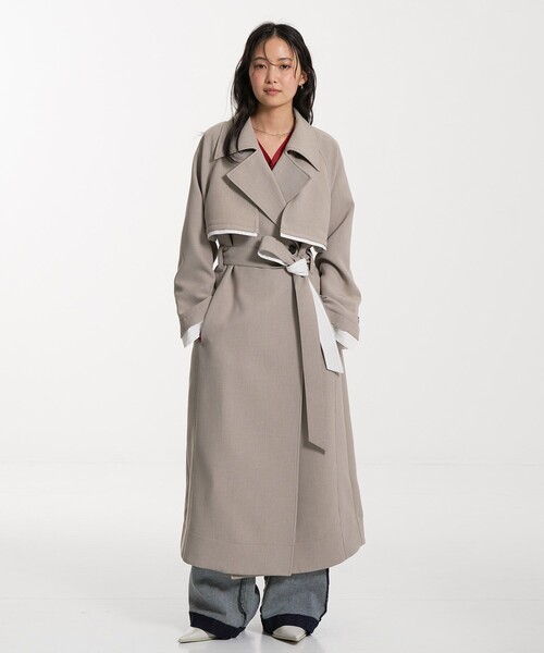 UNITED TOKYO（ユナイテッドトウキョウ）の「【新作】レイヤーディテールトレンチコート｜ウォッシャブル/オフィスカジュアル/オケージョン/春服（トレンチコート・レディース・ブラック/ベージュ・1/2）」の6枚目の写真