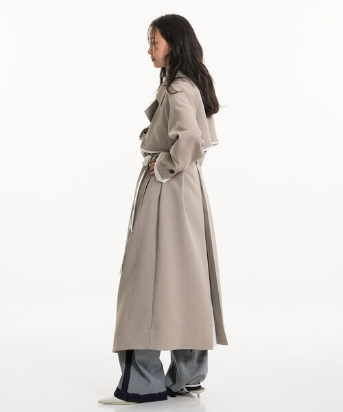 UNITED TOKYO（ユナイテッドトウキョウ）の「【新作】レイヤーディテールトレンチコート｜ウォッシャブル/オフィスカジュアル/オケージョン/春服（トレンチコート・レディース・ブラック/ベージュ・1/2）」の7枚目の写真
