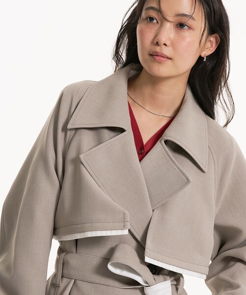 UNITED TOKYO（ユナイテッドトウキョウ）の「【新作】レイヤーディテールトレンチコート｜ウォッシャブル/オフィスカジュアル/オケージョン/春服（トレンチコート・レディース・ブラック/ベージュ・1/2）」の13枚目の写真