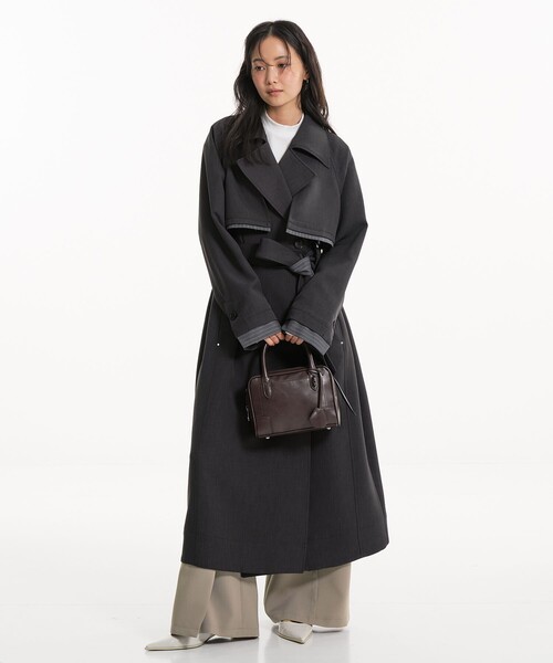 UNITED TOKYO（ユナイテッドトウキョウ）の「【新作】レイヤーディテールトレンチコート｜ウォッシャブル/オフィスカジュアル/オケージョン/春服（トレンチコート・レディース・ブラック/ベージュ・1/2）」の16枚目の写真