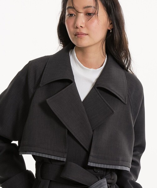 UNITED TOKYO（ユナイテッドトウキョウ）の「【新作】レイヤーディテールトレンチコート｜ウォッシャブル/オフィスカジュアル/オケージョン/春服（トレンチコート・レディース・ブラック/ベージュ・1/2）」の21枚目の写真