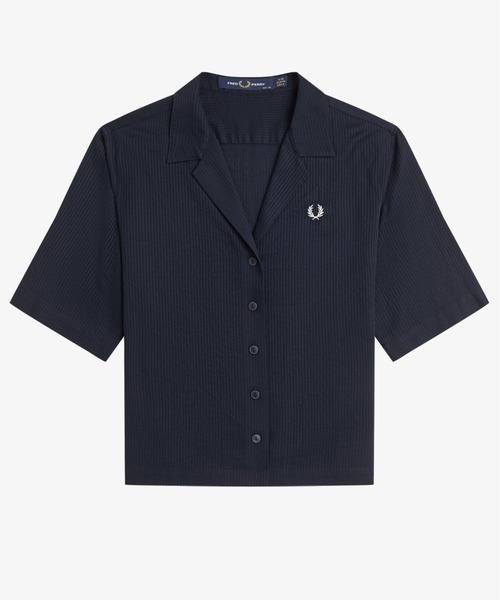FRED PERRY（フレッドペリー）の「Sheer Stripe Shirt／シアーストライプシャツ（シャツ/ブラウス・レディース・ネイビー・10）」の11枚目の写真