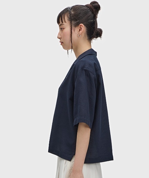 FRED PERRY（フレッドペリー）の「Sheer Stripe Shirt／シアーストライプシャツ（シャツ/ブラウス・レディース・ネイビー・10）」の5枚目の写真
