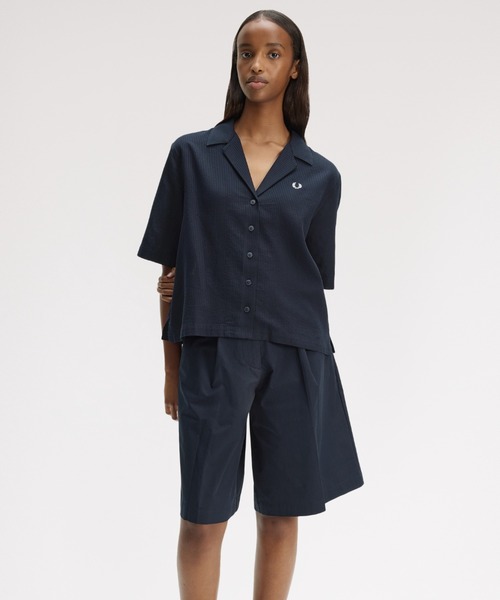 FRED PERRY（フレッドペリー）の「Sheer Stripe Shirt／シアーストライプシャツ（シャツ/ブラウス・レディース・ネイビー・10）」の6枚目の写真