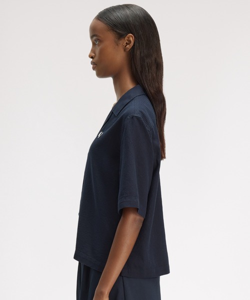 FRED PERRY（フレッドペリー）の「Sheer Stripe Shirt／シアーストライプシャツ（シャツ/ブラウス・レディース・ネイビー・10）」の10枚目の写真