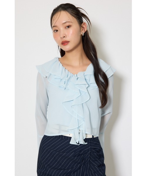 rienda(リエンダ)の「フリルカラートップス 春服(シャツ/ブラウス・レディース・ライトブルー/ピンク系その他/ホワイト系その他・FREE)」の12枚目の写真