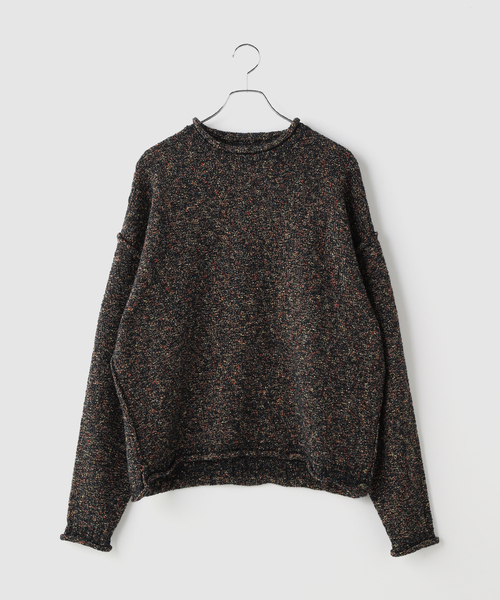 Name.(ネーム)の「Name./ネーム SHIFTED MELANGE KNIT PULLOVER(ニット/セーター・メンズ・ブラック/ライトグリーン・2)」の1枚目の写真