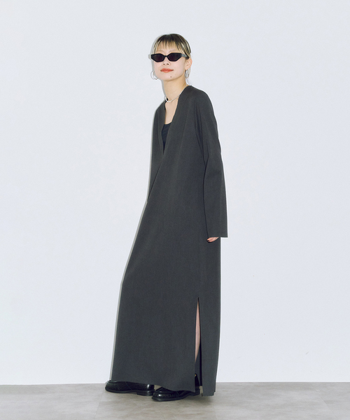 CITYSHOP(シティーショップ)の「《追加2》V NECK LEAN DRESS:ワンピース(ワンピース・レディース・ブラック/チャコールグレー・36/38)」の19枚目の写真