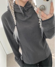 ワッフル編み スリーブカバー フーディ