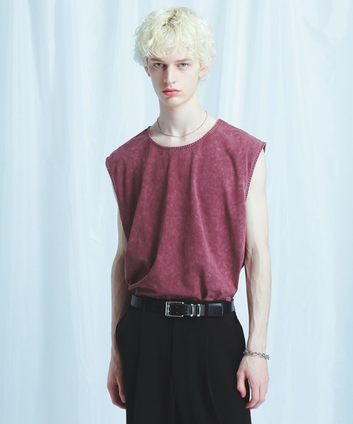 HARE(ハレ)の「【接触冷感】ユルネックノースリーブ(HARE)(Tシャツ/カットソー・メンズ・ホワイト/ブラック/パープル/ブラック系その他/レッド・SMALL/MEDIUM)」の5枚目の写真