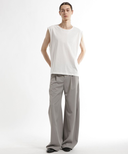 HARE(ハレ)の「【接触冷感】ユルネックノースリーブ(HARE)(Tシャツ/カットソー・メンズ・ホワイト/ブラック・SMALL/MEDIUM)」の4枚目の写真