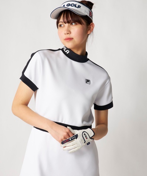 FILA GOLF(フィラゴルフ )の「【FILA GOLF:フィラゴルフ】レディースモックネックワンピース ダンボールニット ゴルフ(ワンピース・レディース・ホワイト/ミント/ブラック・X-LARGE/LARGE/XX-LARGE/MEDIUM)」の1枚目の写真