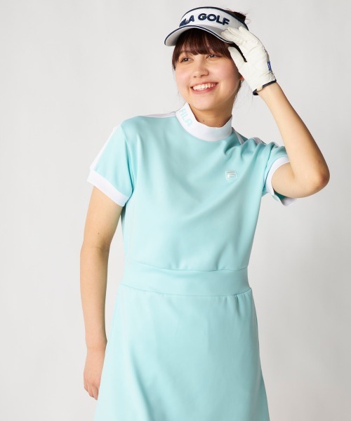FILA GOLF(フィラゴルフ )の「【FILA GOLF:フィラゴルフ】レディースモックネックワンピース ダンボールニット ゴルフ(ワンピース・レディース・ホワイト/ミント/ブラック・X-LARGE/LARGE/XX-LARGE/MEDIUM)」の3枚目の写真