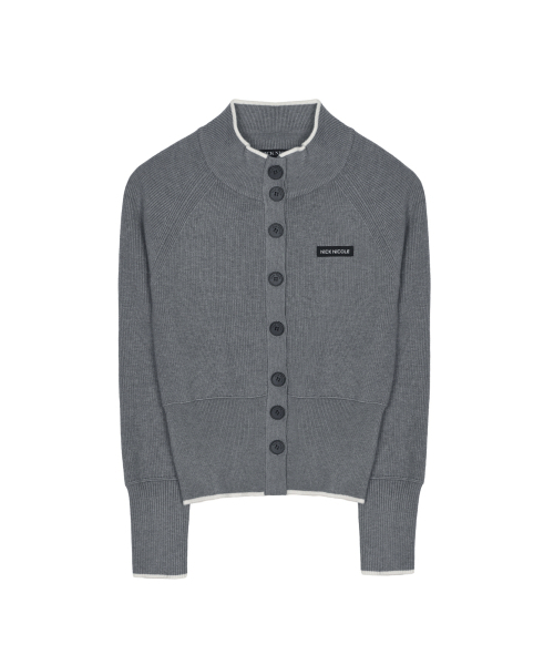 NICK&NICOLE（ニックアンドニコール）の「PATCH JAQUARD KNIT CARDIGAN_CHARCOAL（カーディガン/ボレロ・レディース・その他・FREE）」の2枚目の写真