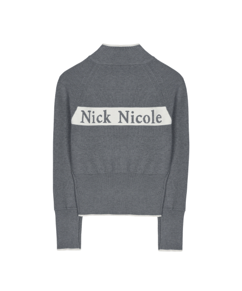 NICK&NICOLE（ニックアンドニコール）の「PATCH JAQUARD KNIT CARDIGAN_CHARCOAL（カーディガン/ボレロ・レディース・その他・FREE）」の3枚目の写真