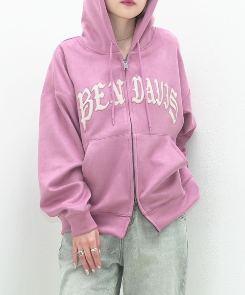 BEN DAVIS(ベンデイビス)の「【BEN DAVIS/ベンデイビス】【トレンドのダブルジップ】フェイクスエード パーカー 逆開ファスナー 共布ワッペン(パーカー・メンズ・スミクロ/ベージュ/ピンク・X-LARGE/LARGE/MEDIUM)」の3枚目の写真