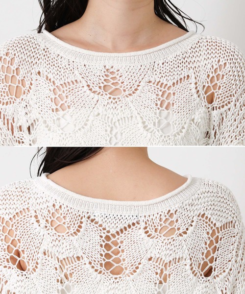 Gready Brilliant（グレディブリリアン）の「すかし柄切り替えボートネックニット（ニット/セーター・レディース・レッド/オフホワイト・FREE）」の22枚目の写真