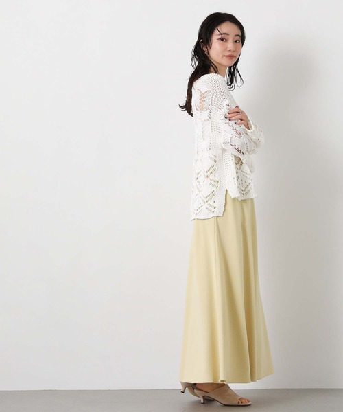 Gready Brilliant（グレディブリリアン）の「すかし柄切り替えボートネックニット（ニット/セーター・レディース・レッド/オフホワイト・FREE）」の4枚目の写真